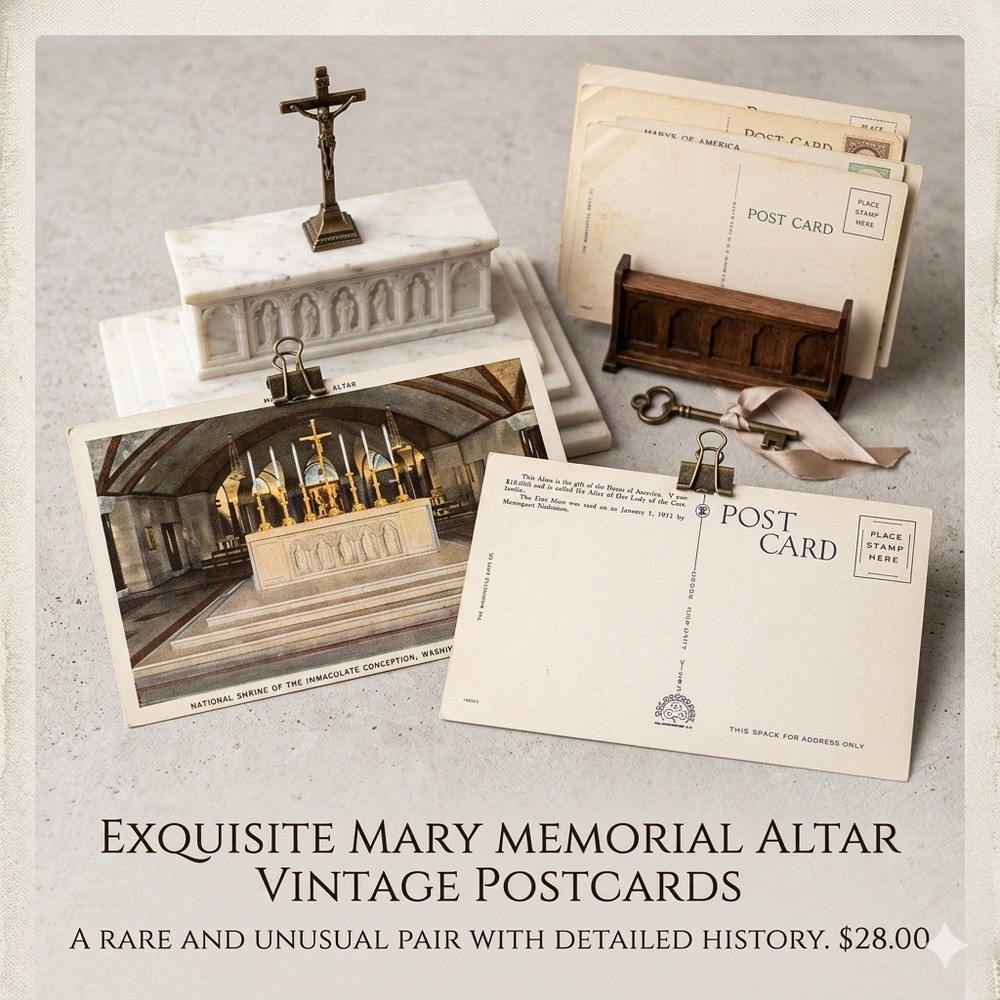 Vintage Mary Memorial Altar Postcard National Shrine Immaculate Conception DC 90